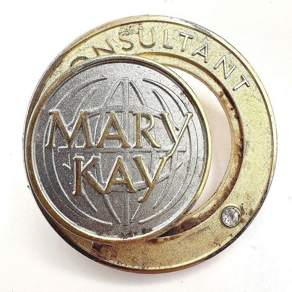 Vintage 90s Mary Kay Senior Consultant Gold Silver Tone Crystal Reward Lapel Pin